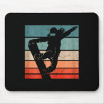 Snowboarder Mountains Ski Slope Retro Snowboarding Mouse Pad