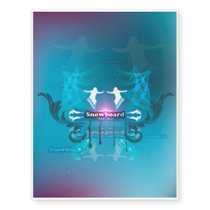 Snowboarder on blue background temporary tattoos