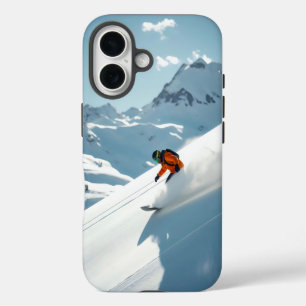 snowboarder on snow slope iPhone 16 case