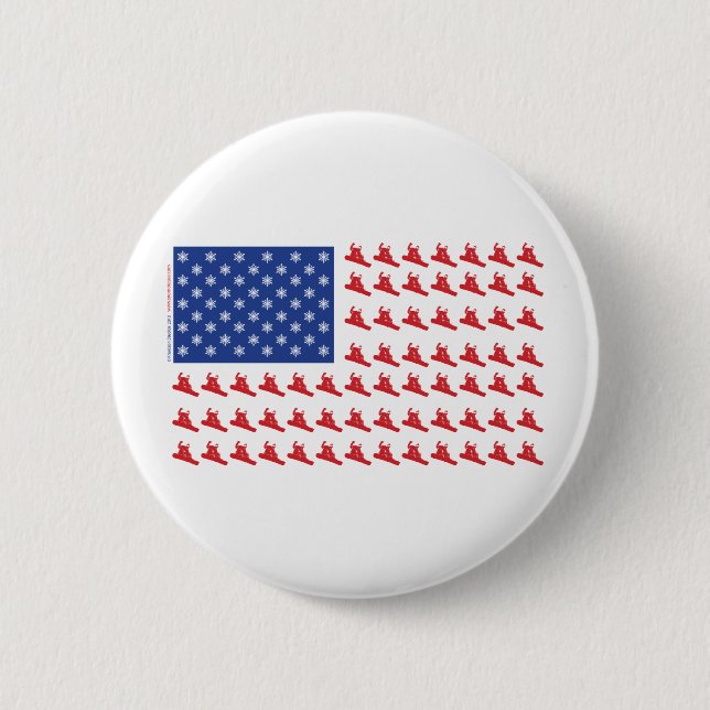 Snowboarder-Patriotic-Flag Pinback Button (Front)