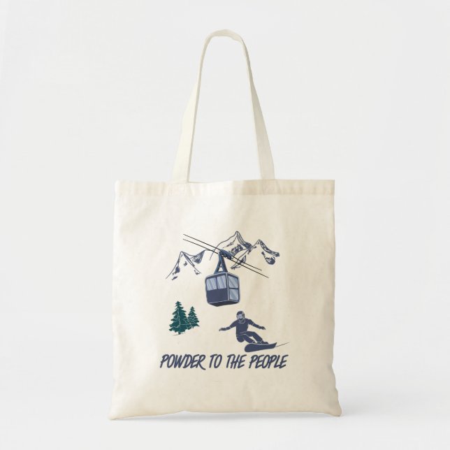 Snowboarder Power to The People Ski Resort Tote Bag (Front)