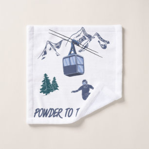 Snowboarder Power to The People Ski Resort Wash Cloth