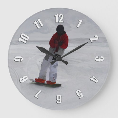 Snowboarder preparing to ski Winter Sports Gift Large Clock