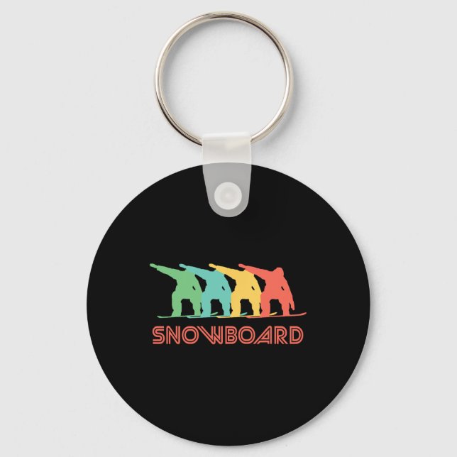 Snowboarder Retro Pop Art Snowboarding Graphic  Keychain (Front)