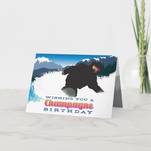 Snowboarder Rippin Powder Birthday Card