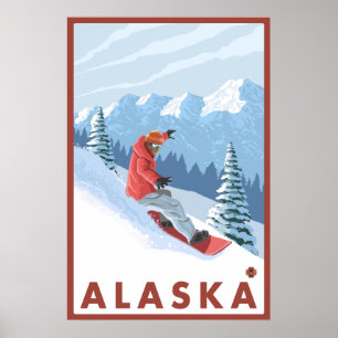 Snowboarder Scene - Alaska Poster