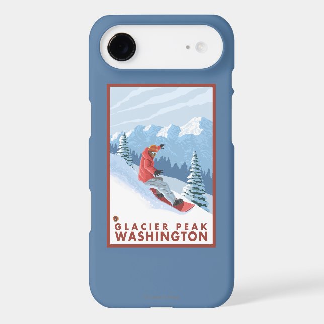 Snowboarder Scene - Glacier Peak, Washington Case-Mate iPhone Case (Back)