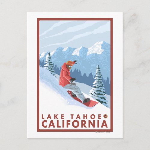 Snowboarder Scene _ Lake Tahoe California Postcard