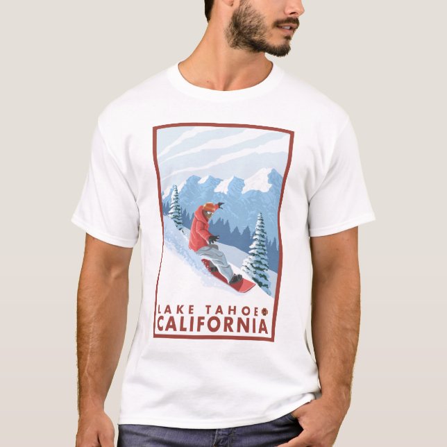 Snowboarder Scene - Lake Tahoe, California T-Shirt (Front)