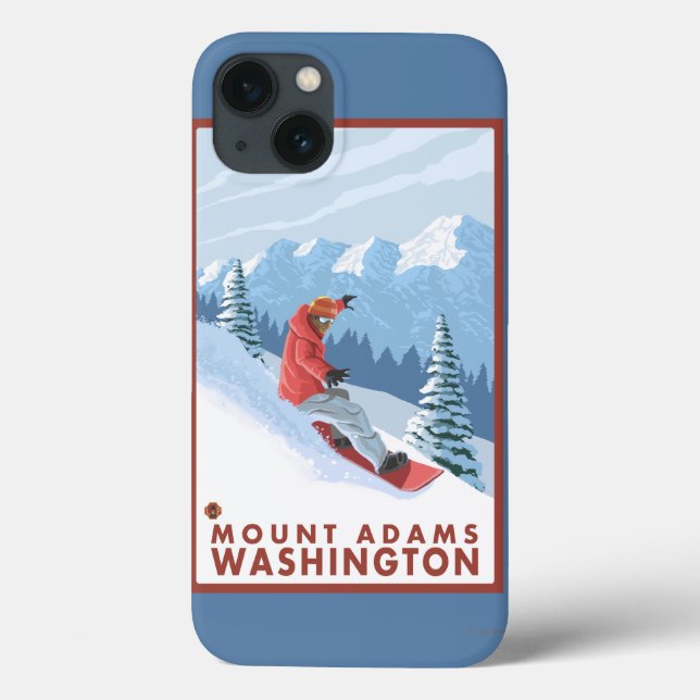 Snowboarder Scene - Mount Adams, Washington Case-Mate iPhone Case (Back)