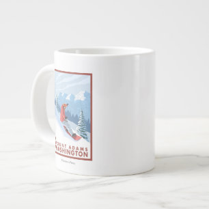 Snowboarder Scene - Mount Adams, Washington Giant Coffee Mug