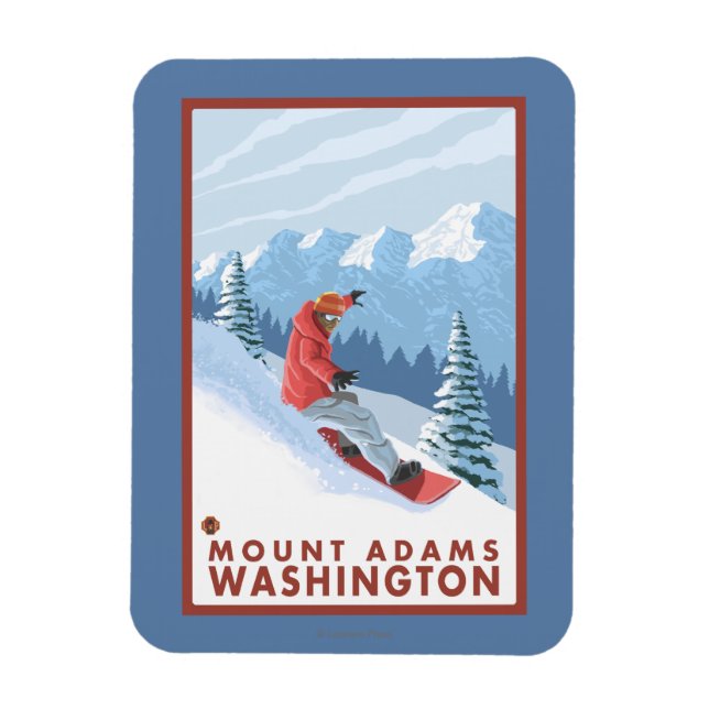 Snowboarder Scene - Mount Adams, Washington Magnet (Vertical)