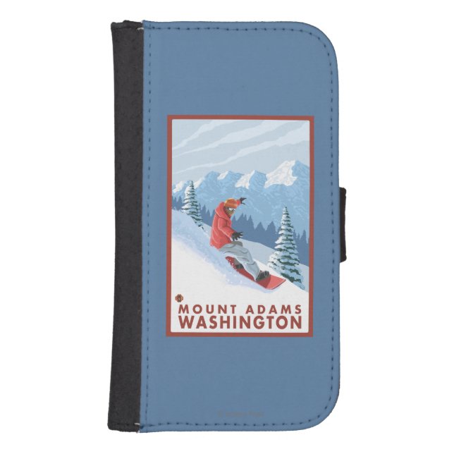 Snowboarder Scene - Mount Adams, Washington Samsung Galaxy Wallet Case (Front)