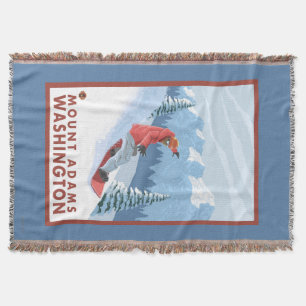 Snowboarder Scene - Mount Adams, Washington Throw Blanket