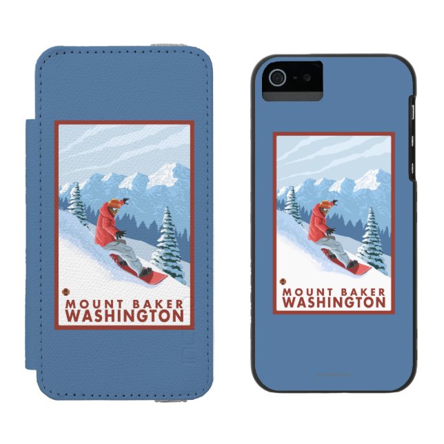 Snowboarder Scene - Mount Baker, Washington Incipio iPhone Wallet Case (Side by Side)
