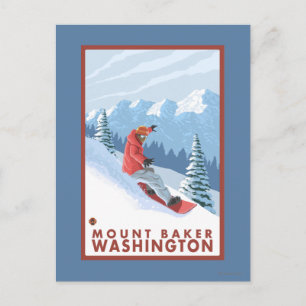 Snowboarder Scene - Mount Baker, Washington Postcard