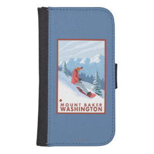 Snowboarder Scene - Mount Baker, Washington Wallet Phone Case For Samsung Galaxy S4