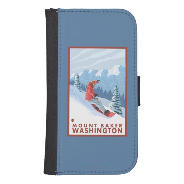 Snowboarder Scene - Mount Baker, Washington Samsung Galaxy Wallet Case (Front)