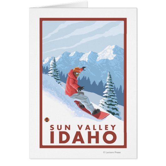 Snowboarder Scene - Sun Valley, Idaho Cards (Front)