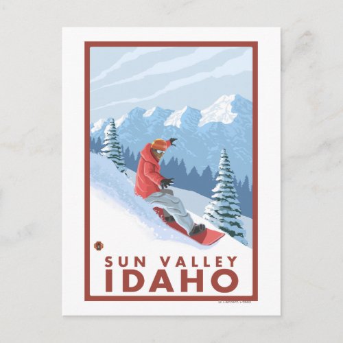 Snowboarder Scene _ Sun Valley Idaho Postcard