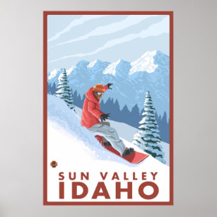 Snowboarder Scene - Sun Valley, Idaho Poster