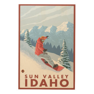 Snowboarder Scene - Sun Valley, Idaho Wood Wall Decor