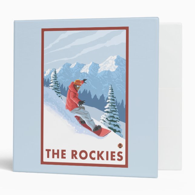 Snowboarder Scene - The Rockies 3 Ring Binder (Front/Inside)