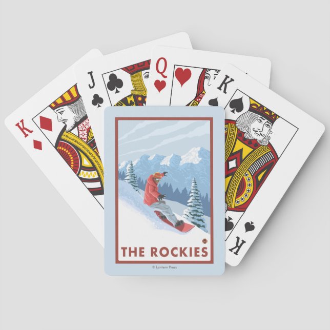 Snowboarder Scene - The Rockies Poker Cards (Back)