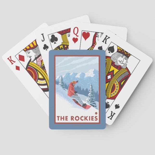 Snowboarder Scene - The Rockies Poker Cards (Back)