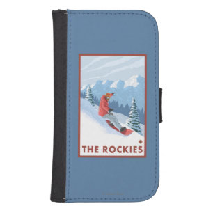 Snowboarder Scene - The Rockies Wallet Phone Case For Samsung Galaxy S4