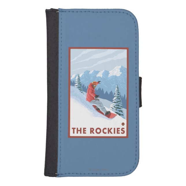 Snowboarder Scene - The Rockies Samsung Galaxy Wallet Case (Front)