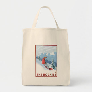 Snowboarder Scene - The Rockies Tote Bag