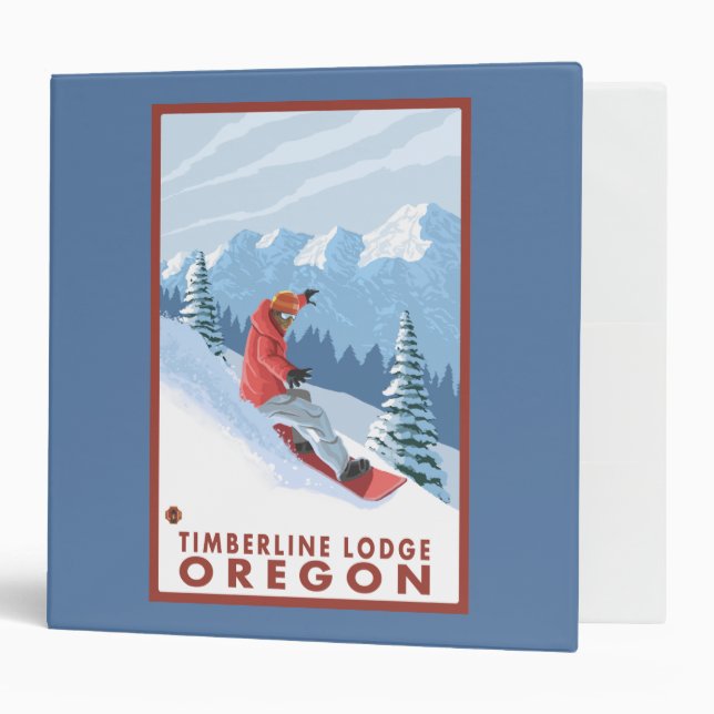 Snowboarder Scene - Timberline Lodge, Oregon 3 Ring Binder (Front/Inside)