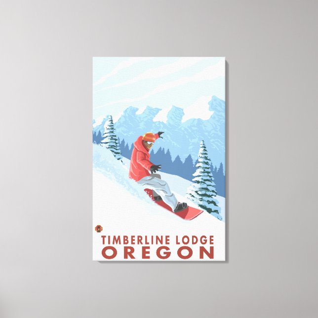 Snowboarder Scene - Timberline Lodge, Oregon Canvas Print (Front)