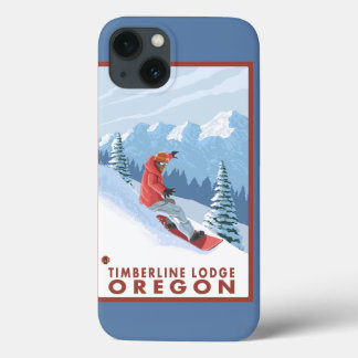 Snowboarder Scene - Timberline Lodge, Oregon iPhone 13 Case