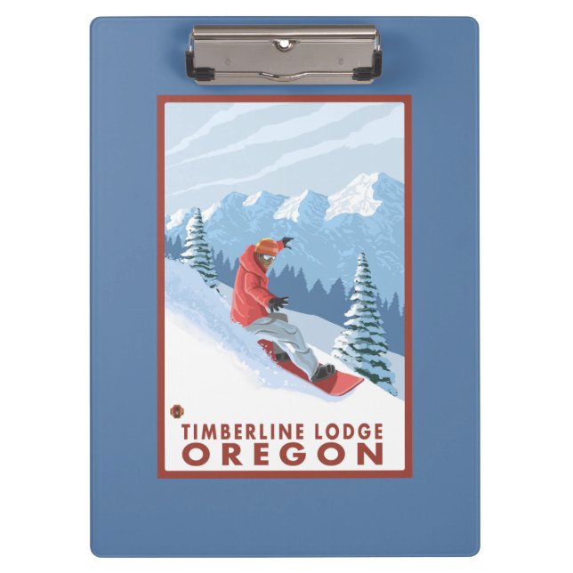Snowboarder Scene - Timberline Lodge, Oregon Clipboard (Front)