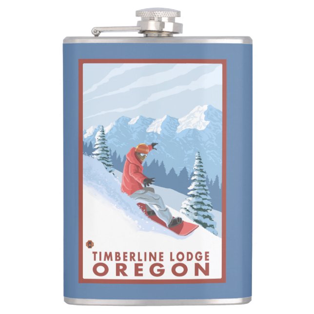 Snowboarder Scene - Timberline Lodge, Oregon Flask (Front)