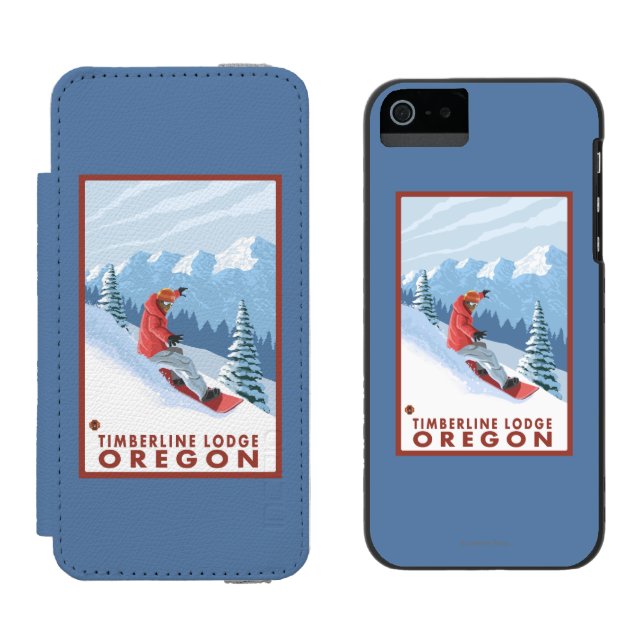 Snowboarder Scene - Timberline Lodge, Oregon Incipio iPhone Wallet Case (Side by Side)