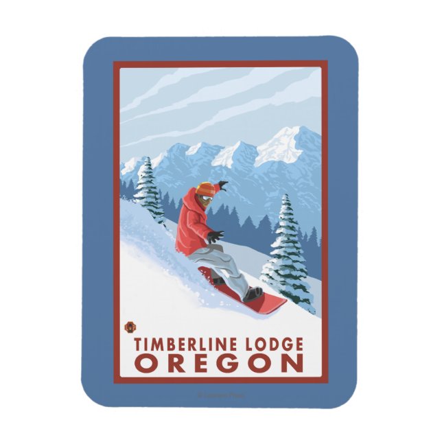 Snowboarder Scene - Timberline Lodge, Oregon Magnet (Vertical)