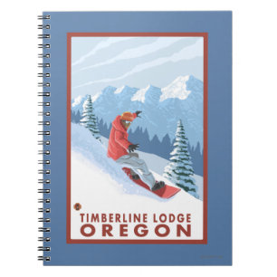 Snowboarder Scene - Timberline Lodge, Oregon Notebook
