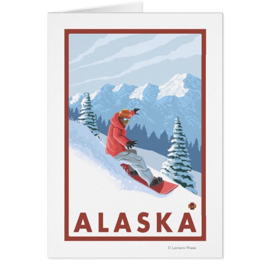 Snowboarder Scene- Vintage Travel Poster 2 Cards (Front)