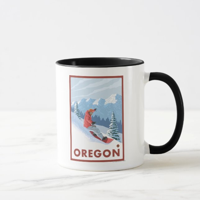 Snowboarder Scene- Vintage Travel Poster Mug (Right)
