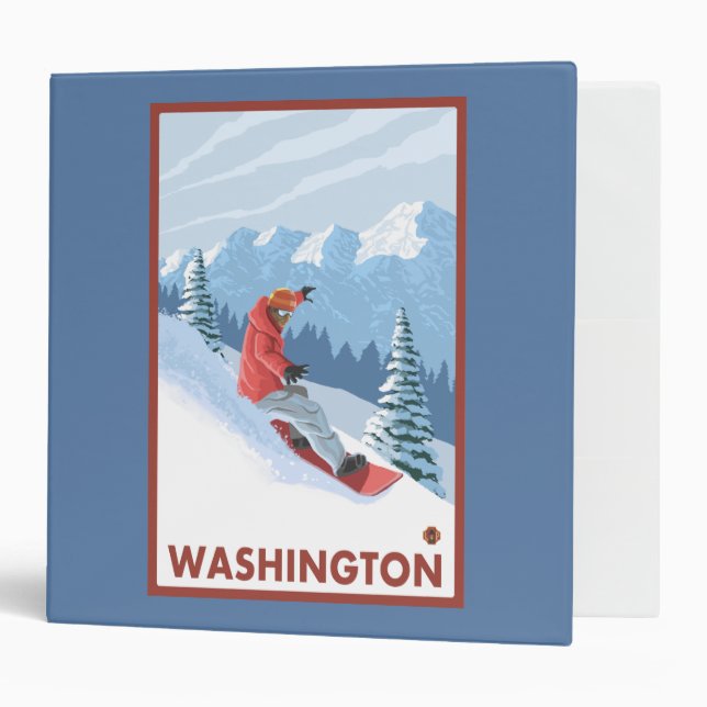 Snowboarder Scene - Washington 3 Ring Binder (Front/Inside)