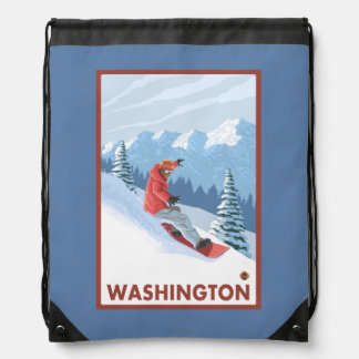 Snowboarder Scene - Washington Drawstring Bag