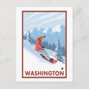 Snowboarder Scene - Washington Postcard