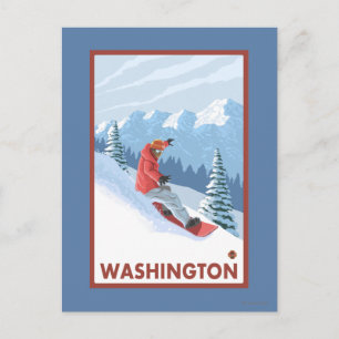 Snowboarder Scene - Washington Postcard