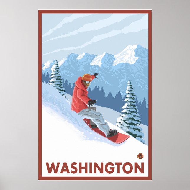 Snowboarder Scene - Washington Poster (Front)