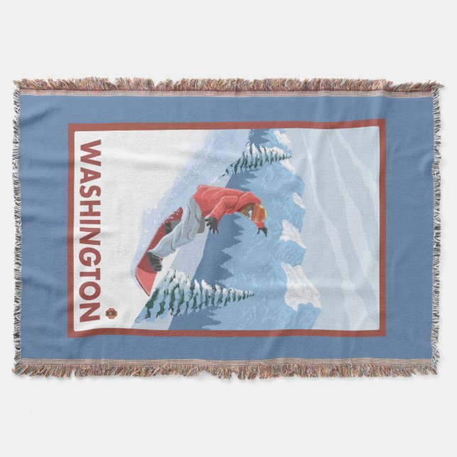 Snowboarder Scene - Washington Throw Blanket (Front)