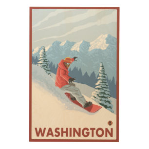 Snowboarder Scene - Washington Wood Wall Decor