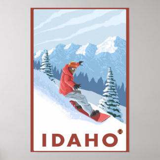 Snowboarder SceneIdahoVintage Travel Poster